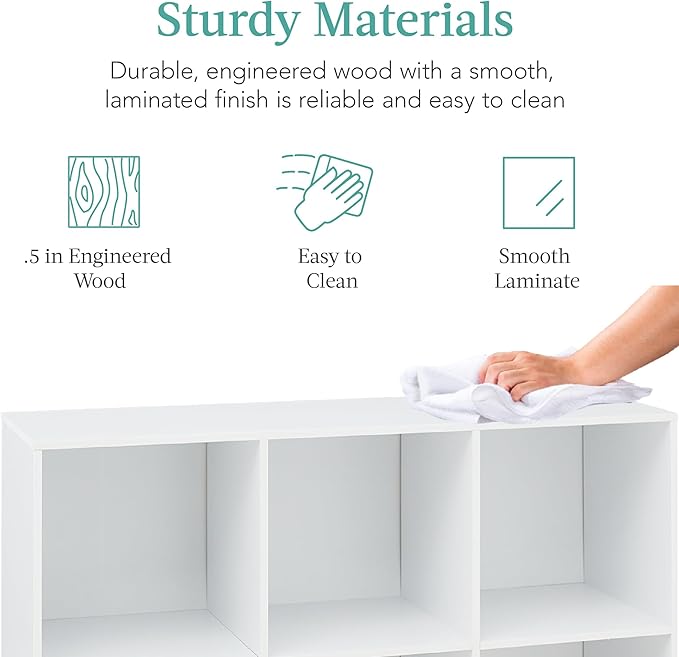 Best Choice Products 6-Cube Storage Organizer, 13.5in Shelf Opening, Bookcase, Display Shelf, Customizable w/ 3 Removable Bac