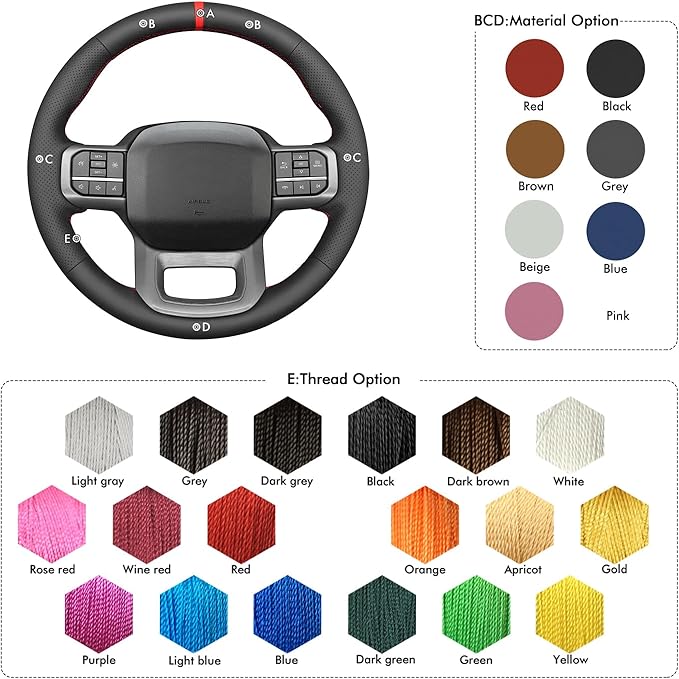 MEWANT Steering Wheel Covers for Ford F-150 2021-2023 / F-150 Lightning 2022-2023 Hand-Stitched F150 Steering Wheel Wrap