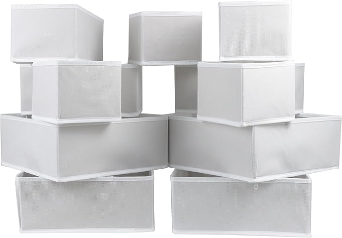 Fordonral 12 Pack Drawer Organizer Clothes, Foldable Fabric Dresser Organizer Closet Organizers and Storage Box for Underwear