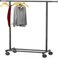Simple Houseware Heavy Duty Clothing Garment Rack, Holds Up to 150 lbs, 42 to 67 Inches Extendable Rod, Black