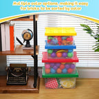Vicenpal 4 Pack Toy Storage Containers with Lids Brick Shaped Kids Toy Organizer Box Plastic Clear Stackable Bin Chest for Bu