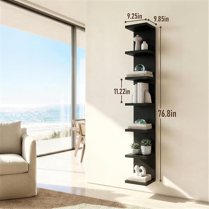 7 Tier Wall Shelf Unit & Lack Shelf, Versatile Floating Shelves for Wall, Bedroom Book Shelf, Vanity Display Shelves, Tall De