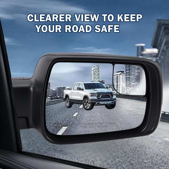 Right Passenger Side Mirror Fits 2019-2026 Ram 1500 With Power Folding Power Glass Heated Turn Signal Puddle Light Blind Spot Matte Black Replace#68276502AH(9+2Pins)