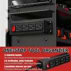 33" W Power Tool Organizer with Charging Station, 4 Layers Heavy Duty Metal Tool Storage Rack Wall Mount 8 Cordless Drill Hol