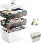 3-Tier Medicine Organizer with Detachable Pill Box, First Aid Kit with Handle, Portable Multipurpose Plastic Medical Box for 