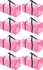 PANDA JOYS 8 Pack Extra Large Moving Bags with Zippers & Carrying Handles, Heavy-Duty Storage Tote for Space Saving Moving St