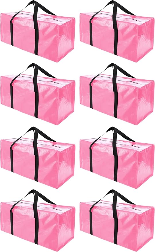 PANDA JOYS 8 Pack Extra Large Moving Bags with Zippers & Carrying Handles, Heavy-Duty Storage Tote for Space Saving Moving St