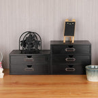 Wooden Storage Box Rustic Desktop Organizer with 3 Drawers Office Desk Accessories Shelf Small Craft Storage Containers Apoth