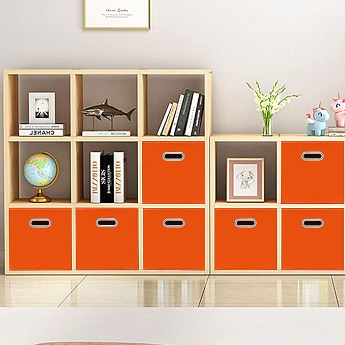 Black Fabric Cubby Storage Bins,13x13x13 Inches ,Cube Organizer Bin Foldable Storage Boxes with Dual Handles Fabric Organizer