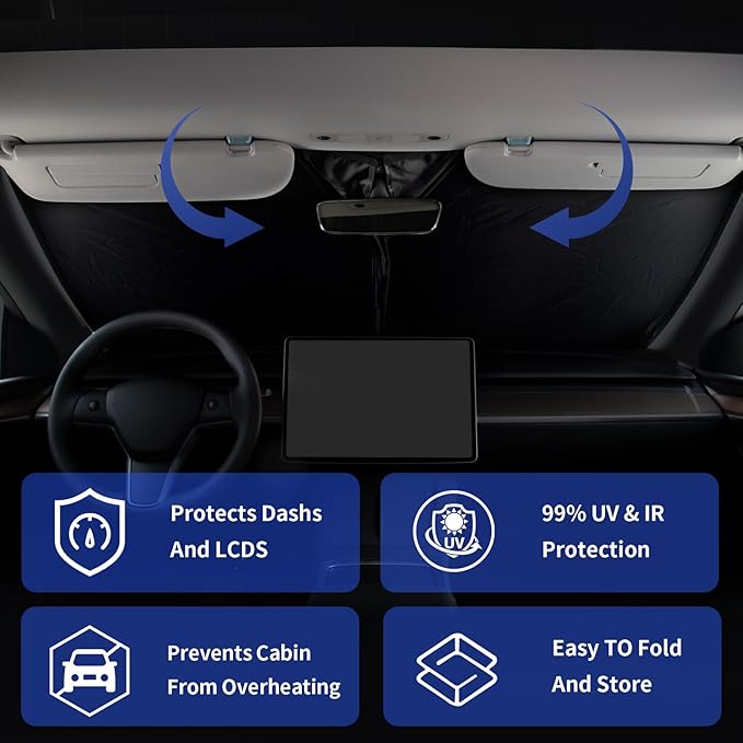 Custom Fit Windshield Sun Shade for Mercedes-Benz E-Class 2017-2023, Blocks UV & Heat, Front Window Sunshade Accessories, Easy Fold & Store Keep Your Car Cooler