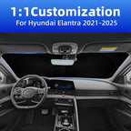 Side Window Sunshades Intended for Hyundai Elantra 2021-2025, Front Window Shades Custom Fit for Elantra, Foldable Car Sun Shield with Steering Wheel Sunshade to Block UV Keep Car Cool