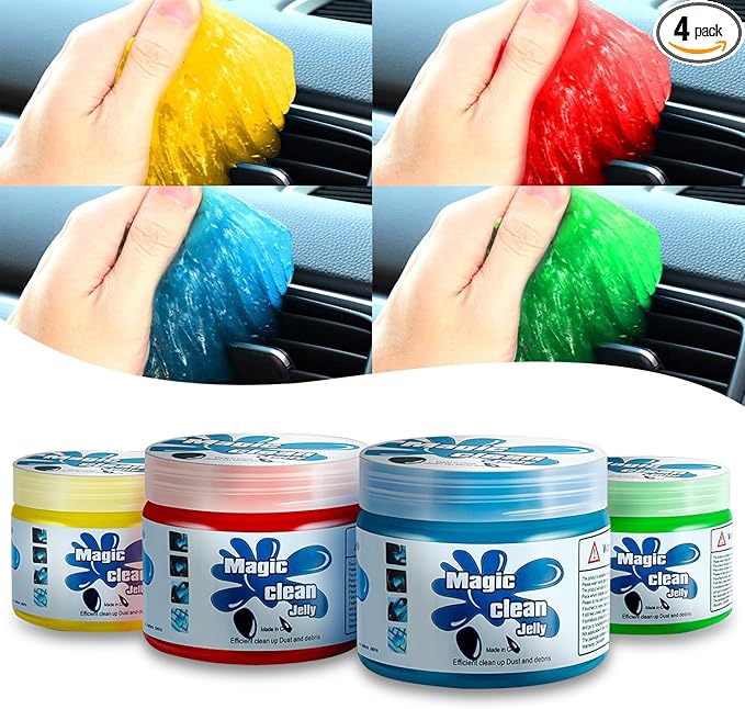 Auto Dynasty Pack of 4 Car Cleaning Gel, 2024 Universal Auto Detailing Tools Car Interior Air Vent Dust Cleaner Slime Putty J