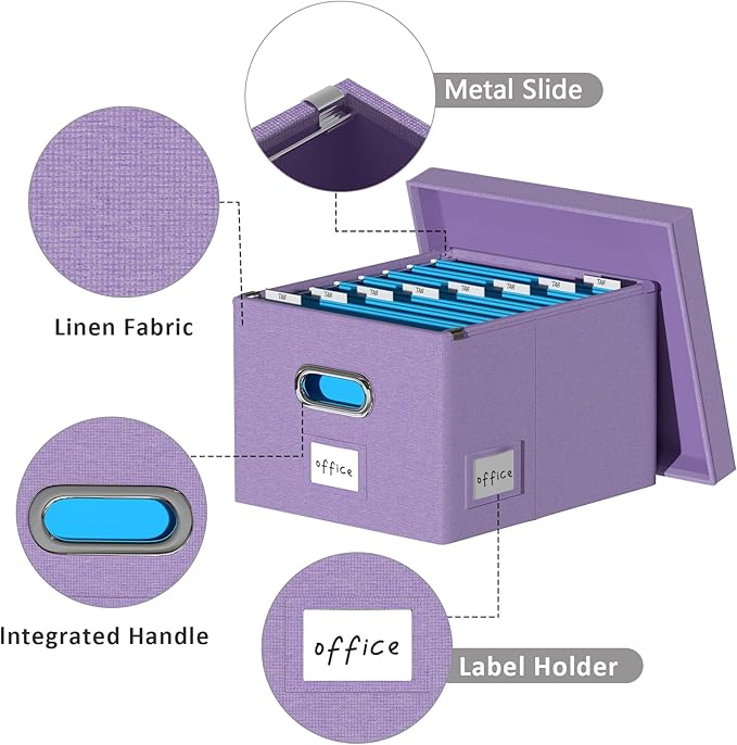 File Organizer Collapsible Storage Box for Office File Box with Lids Document Organizer for Office and Home Easy Slide Durabl