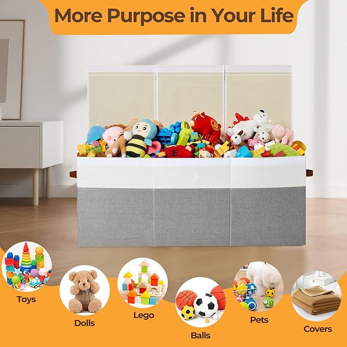Extra Large Toy Box,150L Foldable Sturdy Toy Storage with Lid, 40"x14"x16" Kids Storage Organizer, Toy Chest for Boys&Girls,f