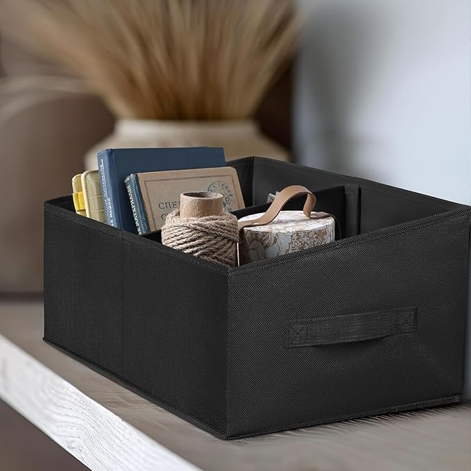 DIMJ Closet Storage Bins, 6 Pack Storage Baskets for Shelves, Foldable Closet Organizer with Handle, Linen Closet Organizers 