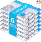 6 Pack Jumbo Vacuum Storage Bags (40"x28"), Reusable Vacuum Sealer Compression Space Saver Bag for Clothes, Mattress, Blanket