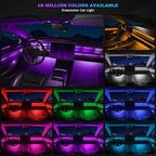 RGB Acrylic Interior Car LED Strip Light with Wireless APP, 14 in 1 with 175 inches 593 LEDs Neon LED Strip Light, 16 Million Colors Dynamic Music Sync Car Ambient Lighting Kits