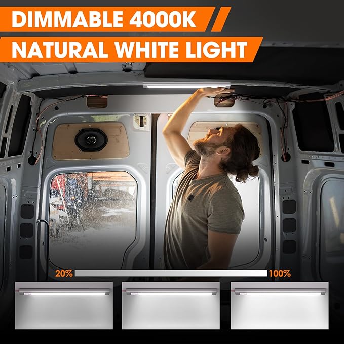 GZV 12V LED Lights, 12 Volt Lights, Enclosed Trailer Light, LED Strip for RV Interior, Strip Lights for Trailer, Cargo, Truck, Van, Shed, RV(4Pack, 4000K, Silver)