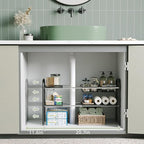 NETEL Under Sink Organizers and Storage, 2 Tier Expandable Under Cabinet Organizer Shelf with 2 Baskets and 6 Panels, Expanda