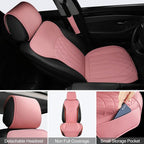 1 Pack Leather Front Car Seat Cover, Universal Sideless Car Seat Protector with Storage Pocket and Seat Belt Pad, Waterproof 