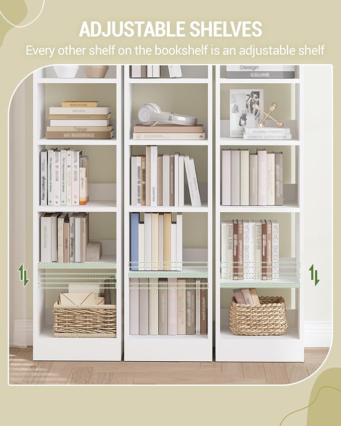 Hzuaneri Bookcase, Tall Narrow Bookshelf, Open Display Storage Shelf, Skinny Cube Book Shelf with Adjustable Shelves, CD Rack