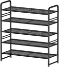 Shoe Rack Stackable, 5 Tier All Metal Free Standing Shoe Storage for Garage, Heavy Duty & Adjustable, Black