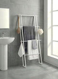 CANYAVE Metal Leaning Ladder Towel Rack, 4-Tier Blanket Stand for Bathroom Living Room, No Drilling Quilt Storage Organizer