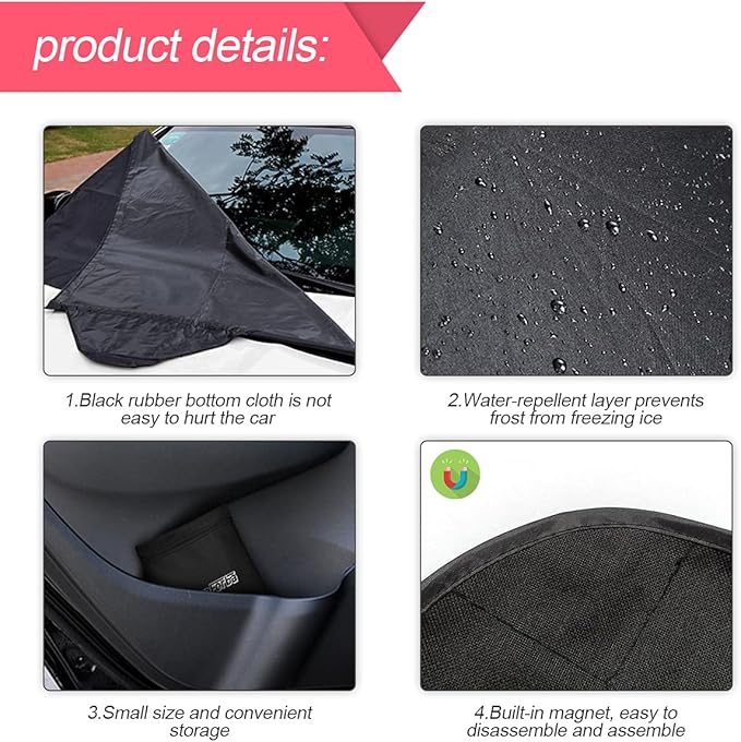 LoyaForba Car Magnetic Windshield Snow Cover for Ice, All Weather Application Windshield Cover, Snow and Wiper Protector for Most Cars, SUVs, Vans, Winter Car Front Window Accessories