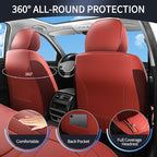 Car Seat Covers Full Set,Red Car Seat Covers,Leather Automotive Seat Covers,Breathable Waterproof Luxury Full Wrapping Edge S