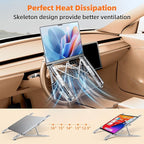 Foldable Car Laptop Holder, Adjustable Car Laptop Mount for Steering Wheel Tray Holder, Metal Notebook stand| Car Reading Stand | Car Tablet Holder, Multipurpose Travel Car Accessories-Silver