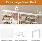 WOWLIVE 4 Row 10 Tiers Extra Large Shoe Rack Big Tall Metal Shoe Shelf, Heavy Duty Organizer for Closet Entryway, Boot Rack S