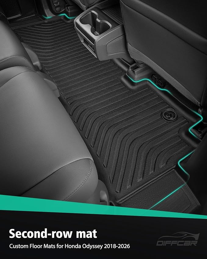 Car Floor Mats for Honda Odyssey: 2018-2026 Cargo Liner, Mini Passenger Van Accessories, All Weather 1st 2nd 3rd Row Rubber Floor Trunk Carpet for Odyssey 2018 2019 2020 2021 2022 2023 2024 2025 2026