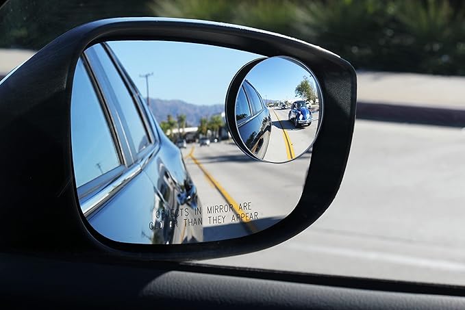 Blind Spot Mirrors for Cars - by Safe View Company - Change Lanes w Confidence - Made from Real Convex Glass - Long Lasting - Easy Peel & Stick (Halo XL)