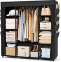 Portable Closet for Hanging Clothes 57.3 Inch Large Capacity Wardrobe Closet with Cover, 8 Pockets and 1 Hanging Rod, Easy As