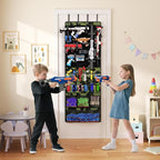 Over the Door Organizer for Toy Guns, Toy Gun Storage Organizer with Pockets and Slots for Kids Foam Blasters, Darts, Goggles