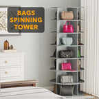 SpaceAid 7 Tier Rotating Shoe Rack Tower, Spinning Shoe Display Lazy Susan, Revolving 360 Shoe Rack Storage Round Carousel, V