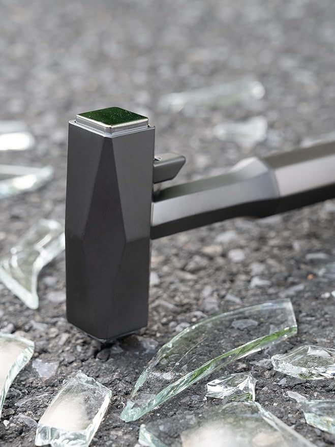 Window Breaker Seatbelt Cutter for Car Tungsten-Titanium – Shatters Double-Layer Laminated Glass, 90HRA Alloy Tip, All-Metal 