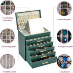 BOOVO Jewelry Boxes for Women, White and Black 6 Layer Large Jewelry Box for Necklace, Bracelet, Earrings, Rings Storage, Jew