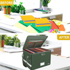 ENGPOW File Box with Lock, Fireproof Document Box with Zipper Lid, Collapsible File Storage Organizer Filing Cabinet with Han