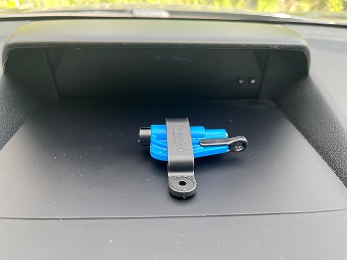 resqme and Dashboard Clip Pack The Original Emergency Keychain Car Escape Tool, 2-in-1 Seatbelt Cutter and Window Breaker, Ma