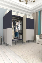 Foldable Portable Wardrobe Closet with Magnetic Doors & Cover, Heavy Duty Covered Clothes Rack with Hanging Clothing Rod, Met