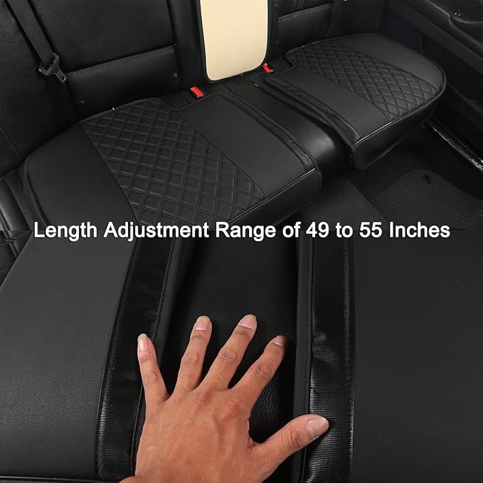 Black Panther Luxury PU Leather Rear Car Seat Cover, Compatible with Most Vehicles with 5 Seats, Adjustable Length 49-55'', D