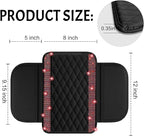 NBTEPEM Bling Car Center Console Cover, Leather Car Arm Rest Cover Cushion with 2 Storage Bags, Universal Automotive Armrest Protector Storage Box, Bling Accessories Interior for Most Vehicles (Red)