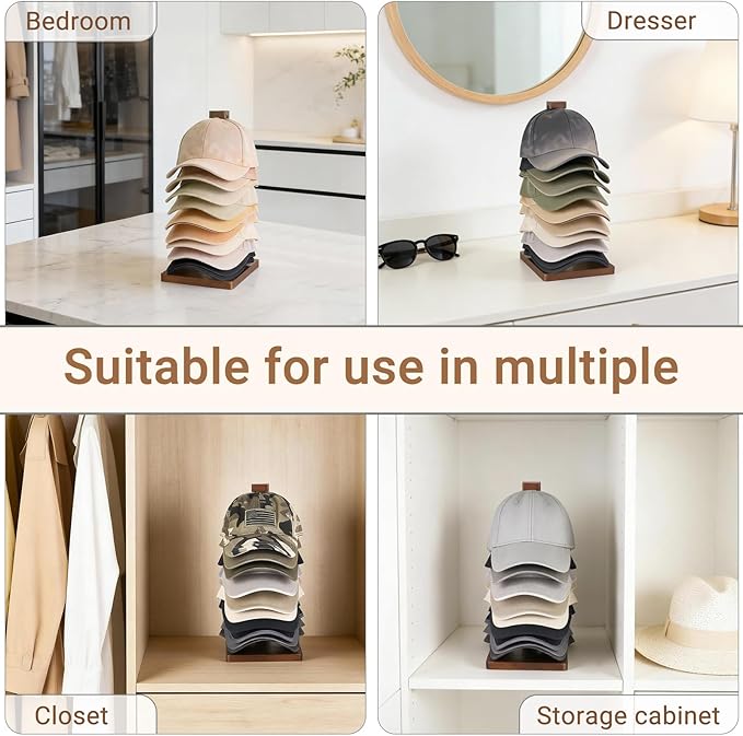 Mkono Hat Organizer for Baseball Caps, Hat Rack Hold Up to 10 Hats Baseball Caps Tabletop Hat Holder Storage Display for Clos