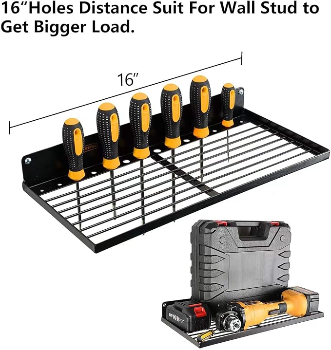 UU-Major Power Tool Organizer with Charging Station,Drill Holder Wall Mount,Garage Storage Shelves for Organization and Stora