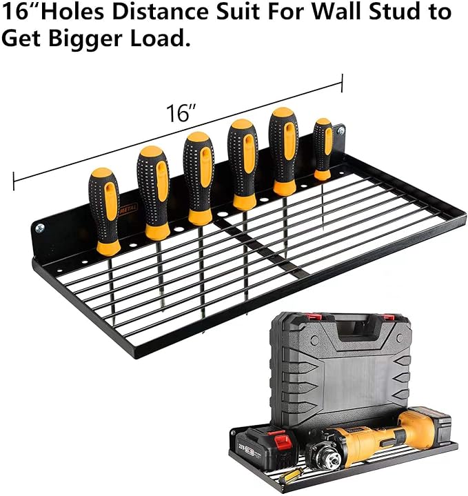 UU-Major Power Tool Organizer with Charging Station,Drill Holder Wall Mount,Garage Storage Shelves for Organization and Stora