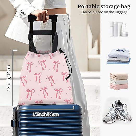 Car Trash Bag Large Hanging Can for Back of Seat, Cute Waterproof Car Garbage Bag for Vehicle, Travelling, Outdoor Cute Pink Bow
