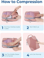 BAGSMART Compression Packing Cubes for Travel, Compressible Luggage Organizer for Cruise Ship, Lightweight Travel Essentials 