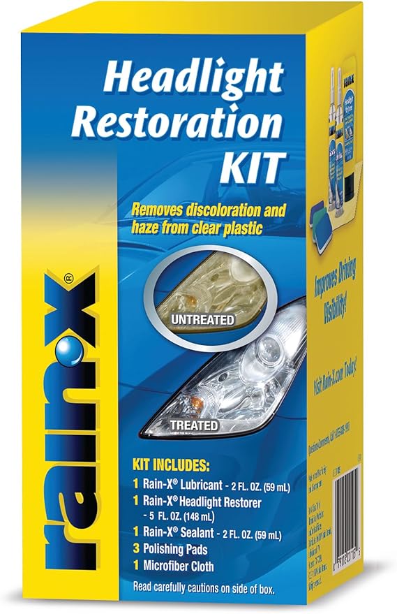 Rain-X 800001809 Headlight Restoration Kit - Cleans and Restores Headlights By Removing Haze and Discoloration Due to Oxidati