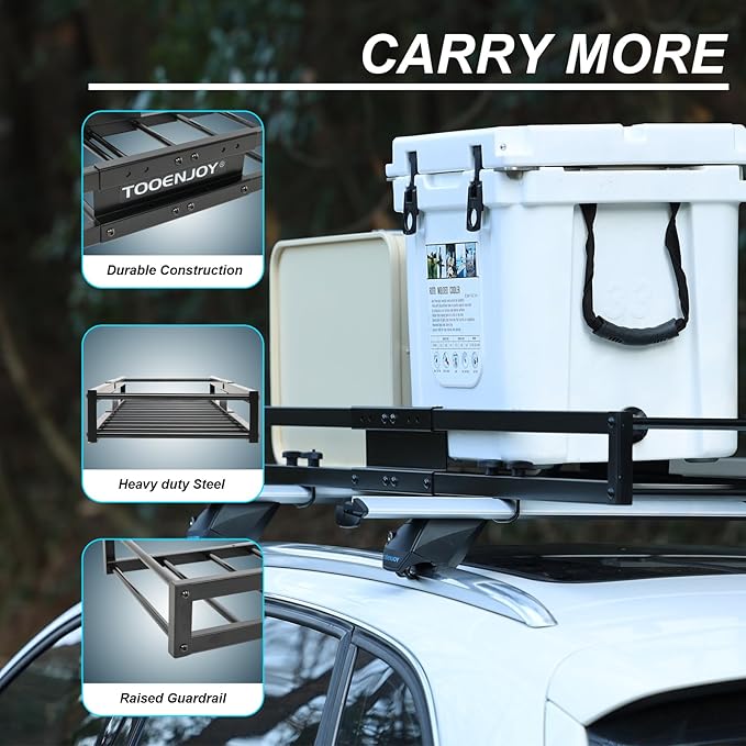 TOOENJOY 59" x 15.5" x 5" Skinny Roof Cargo Carrier Basket, Heavy Duty Roof Rack Luggage Holder for Car SUV and Pickup, 200 LBS Capacity